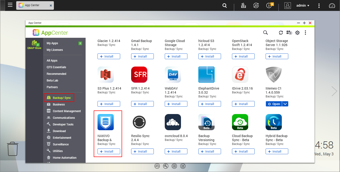 Instalación en el NAS de QNAP a través de QNAP Store